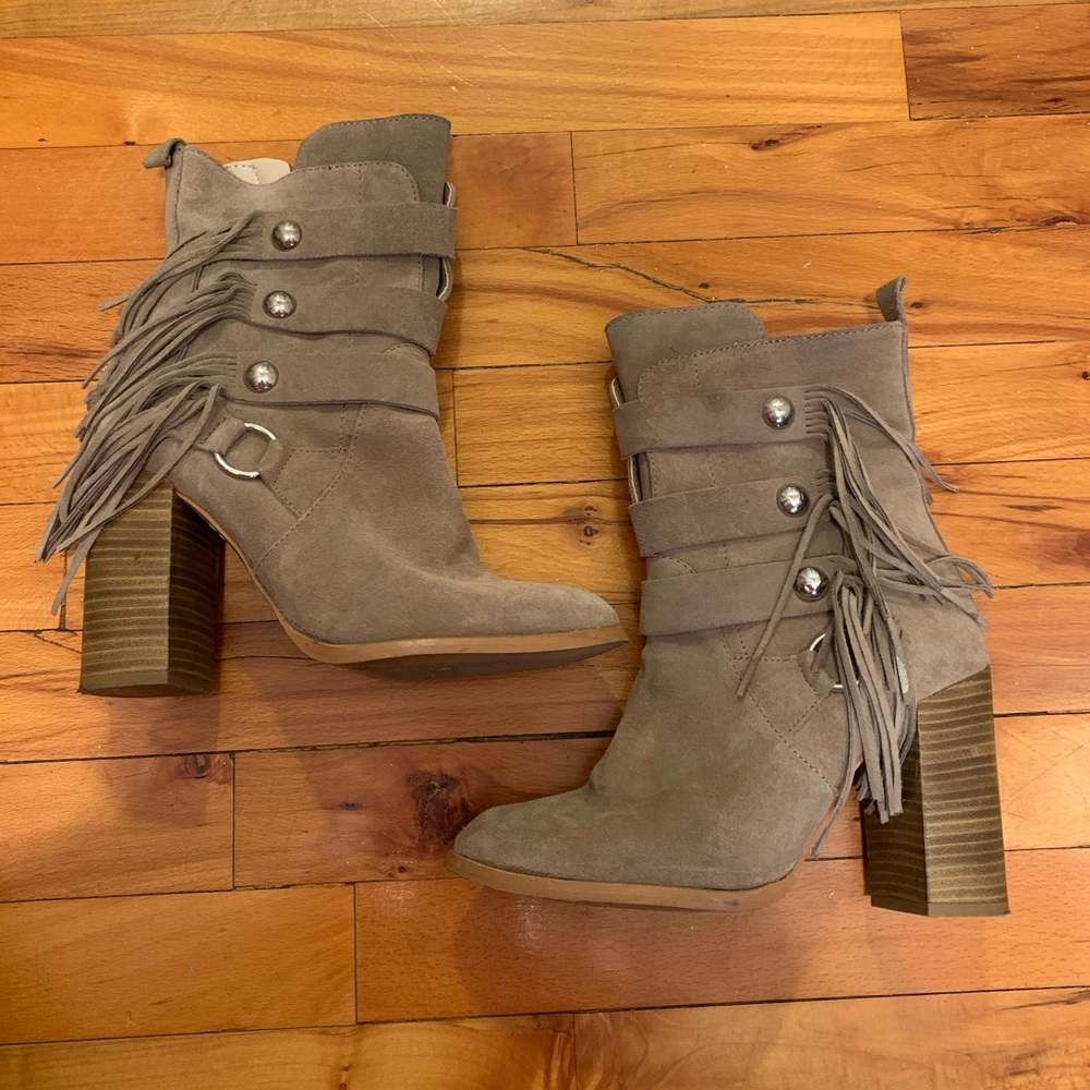 Zara fringe heeled booties